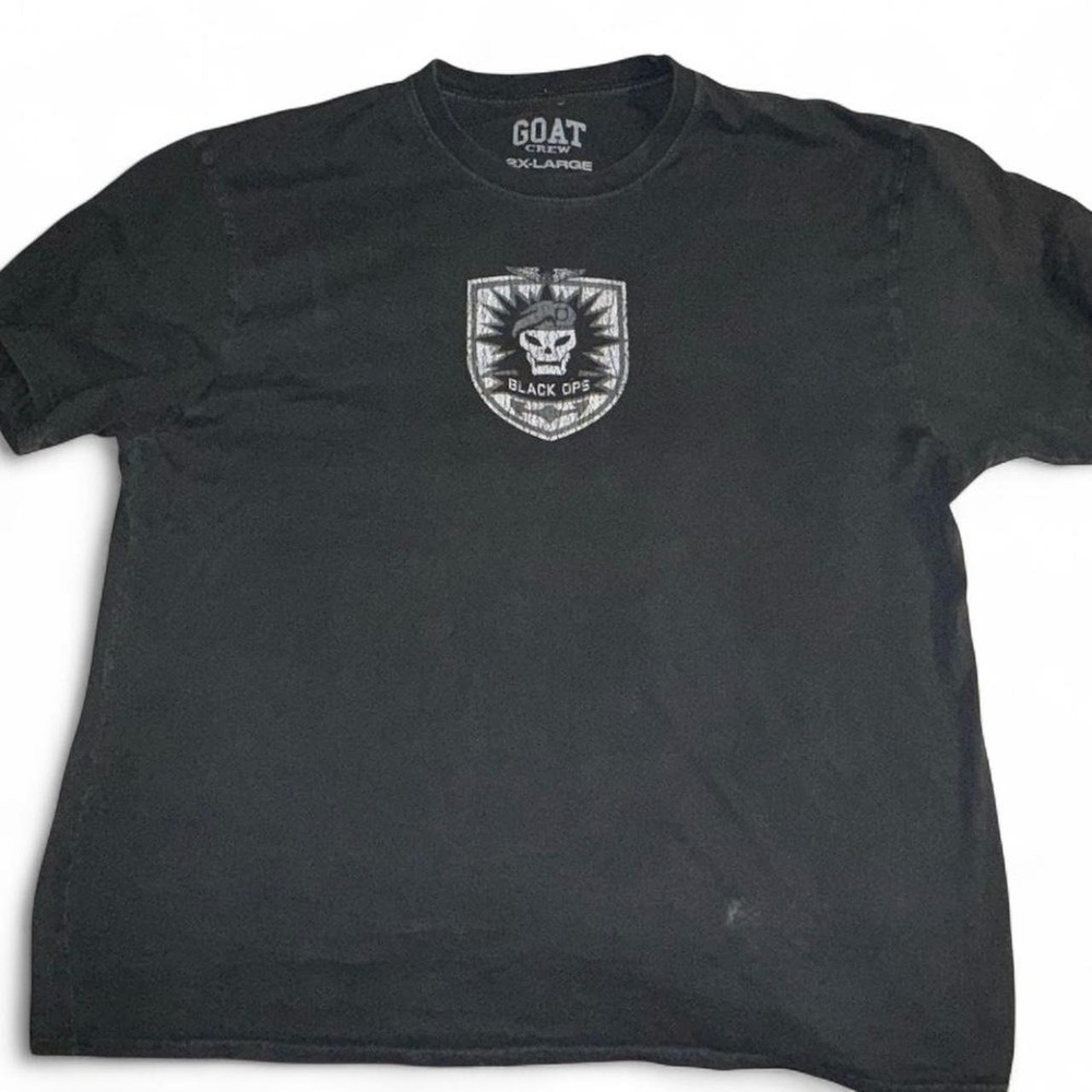 Goat Crew Call of Duty Black Ops black t-shirt with white skull graphic size xxl